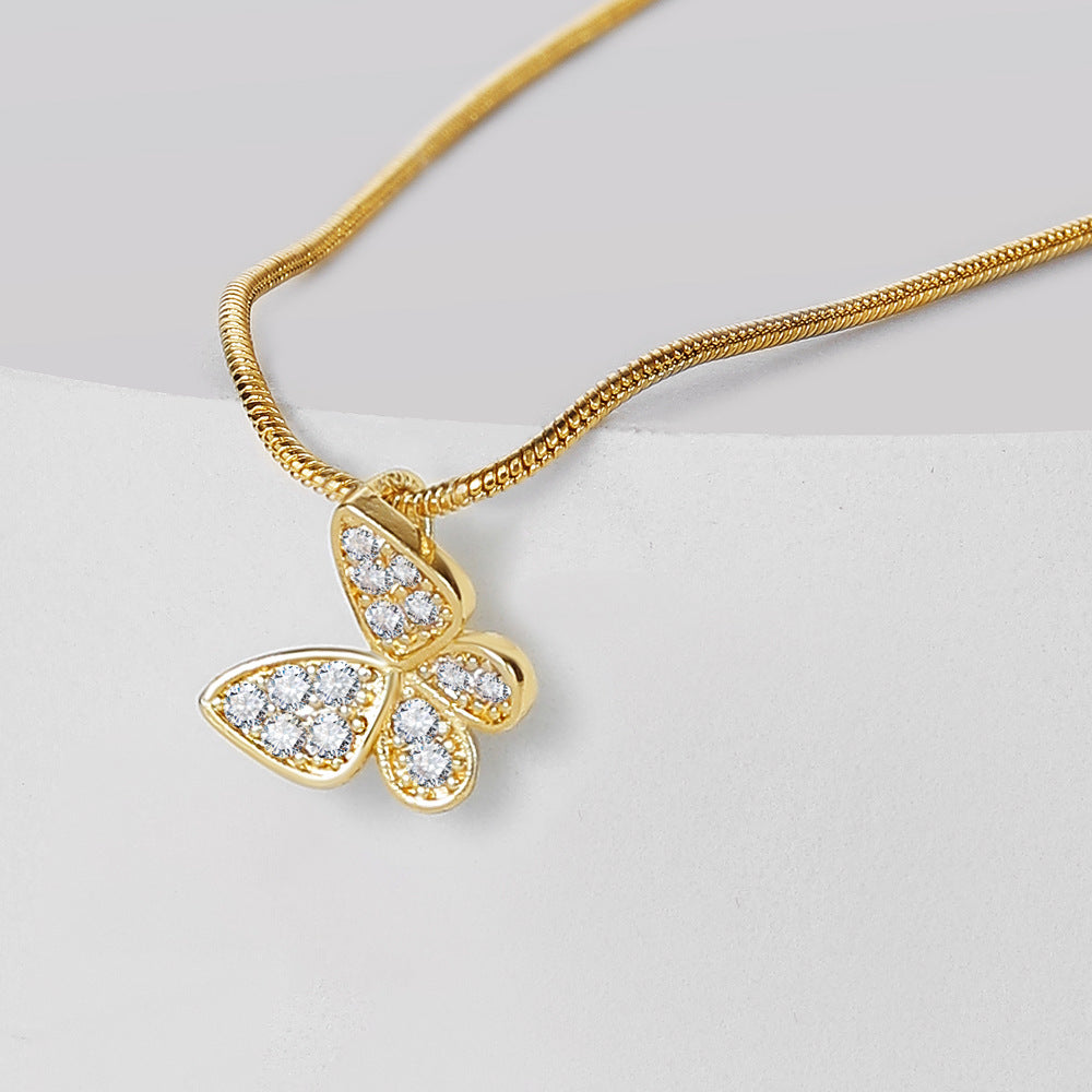 Butterfly Pendant Necklace with Crystals
