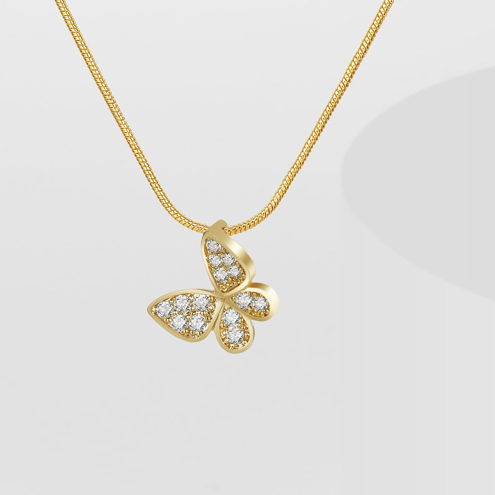 Butterfly Pendant Necklace with Crystals