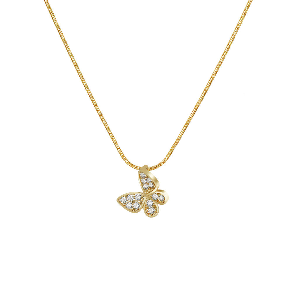 Butterfly Pendant Necklace with Crystals