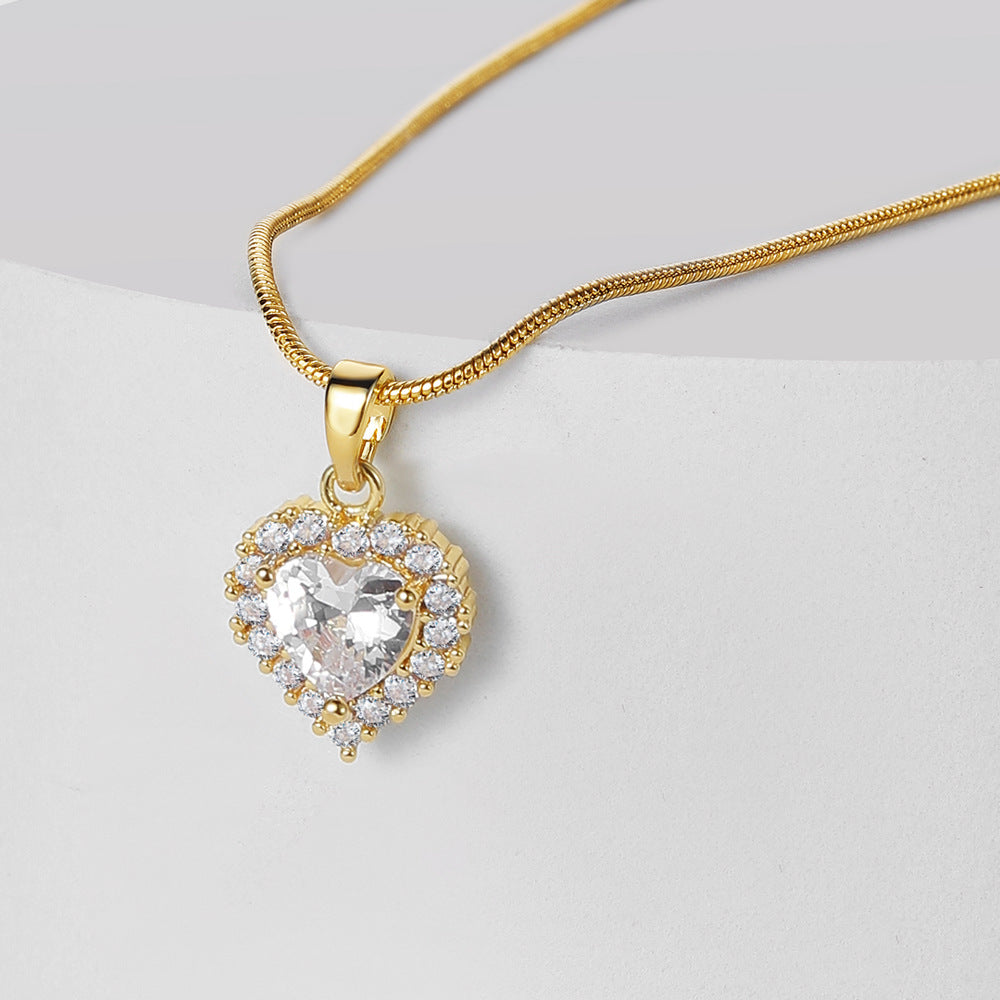 Heart-Shaped Crystal Pendant Necklace