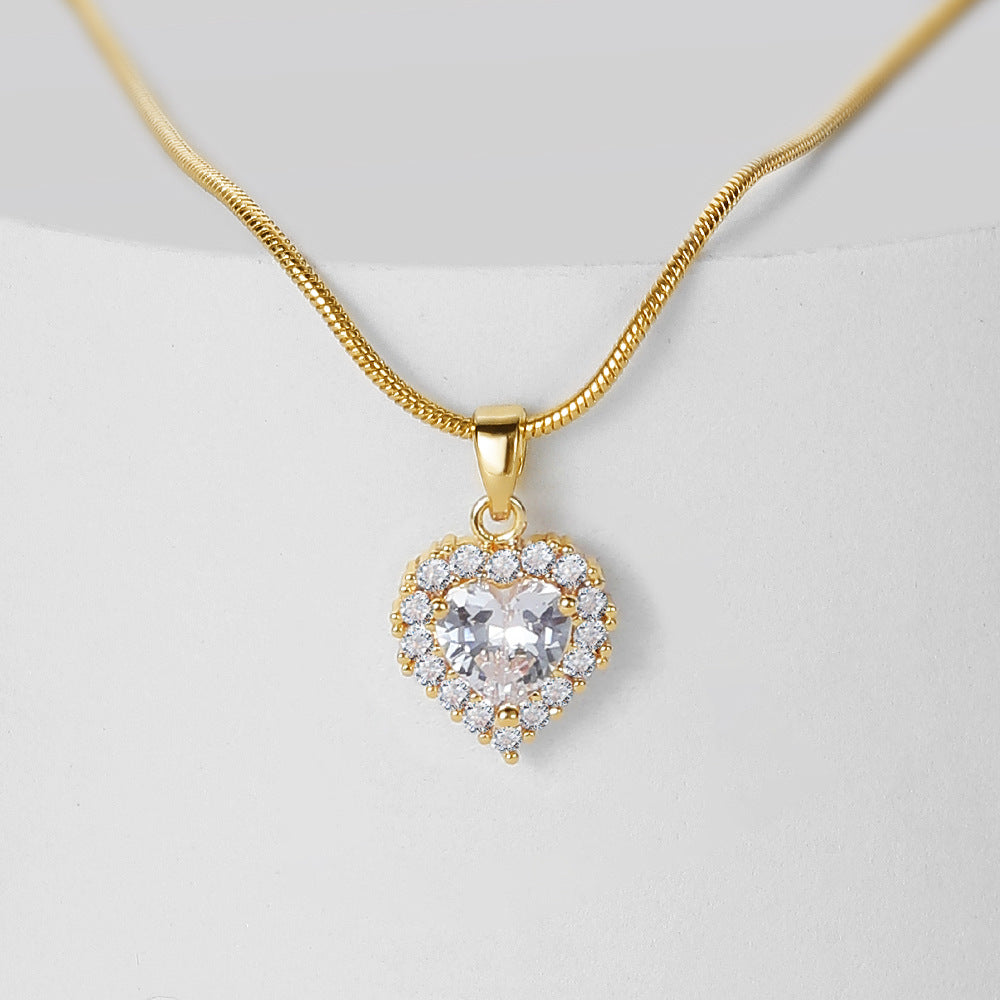 Heart-Shaped Crystal Pendant Necklace