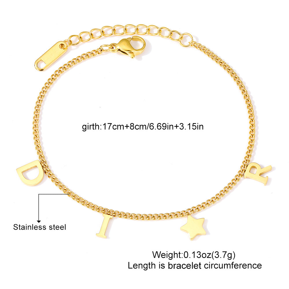 Letter and Star Chain Bracelet