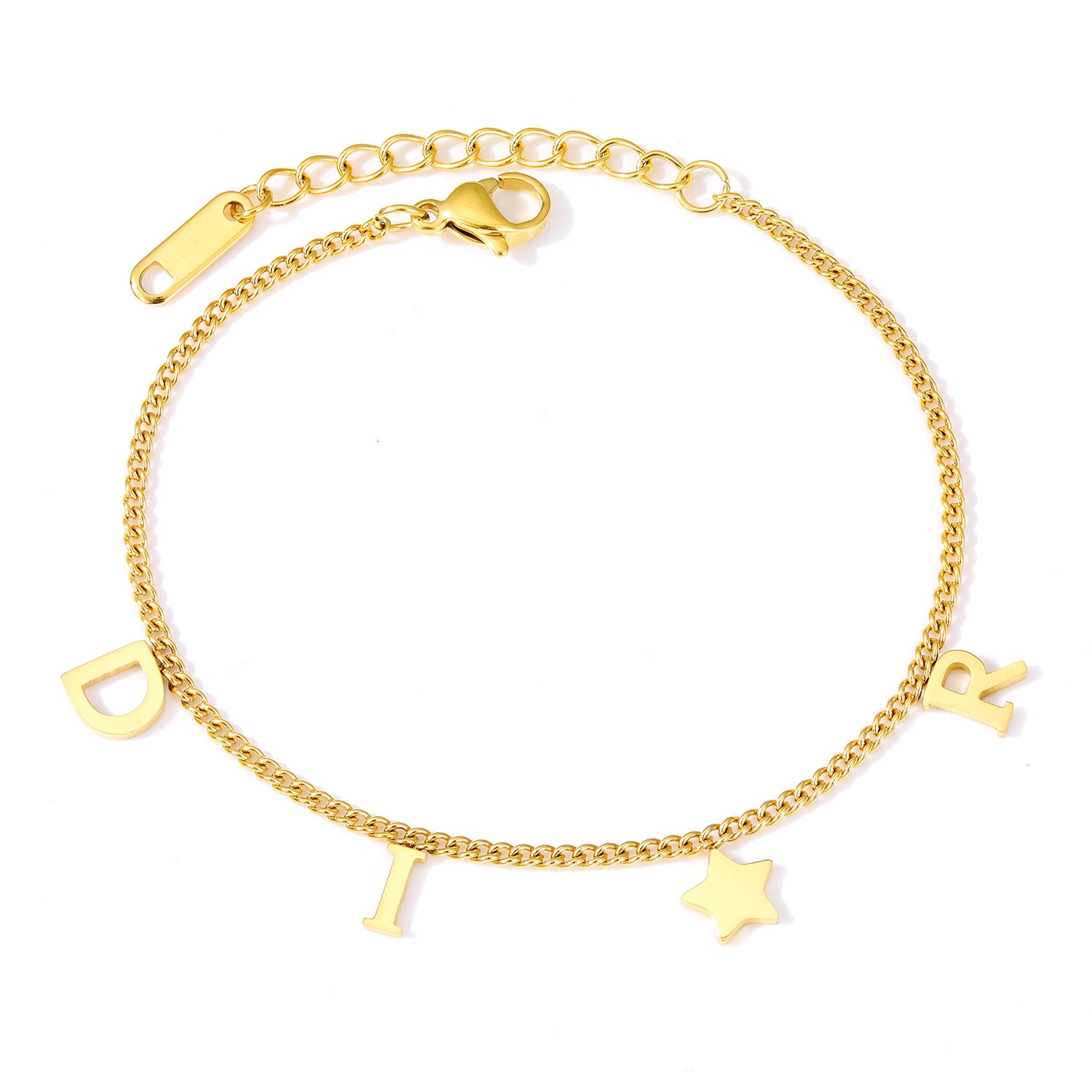 Letter and Star Chain Bracelet