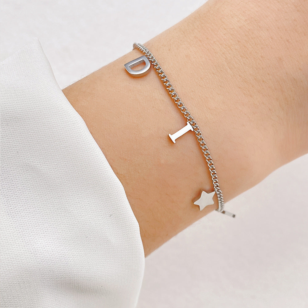 Letter and Star Chain Bracelet