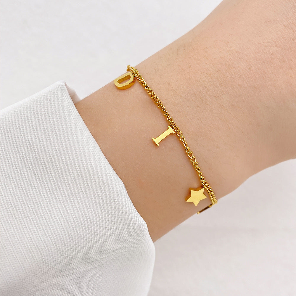 Letter and Star Chain Bracelet
