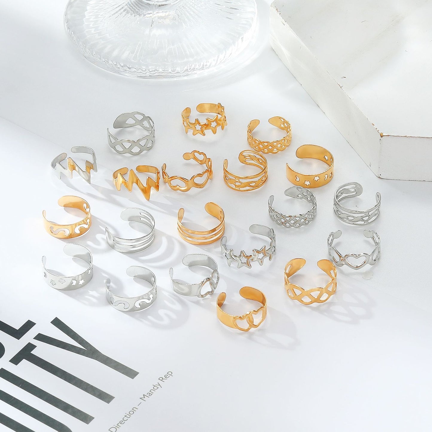Set of Silver Statement Rings