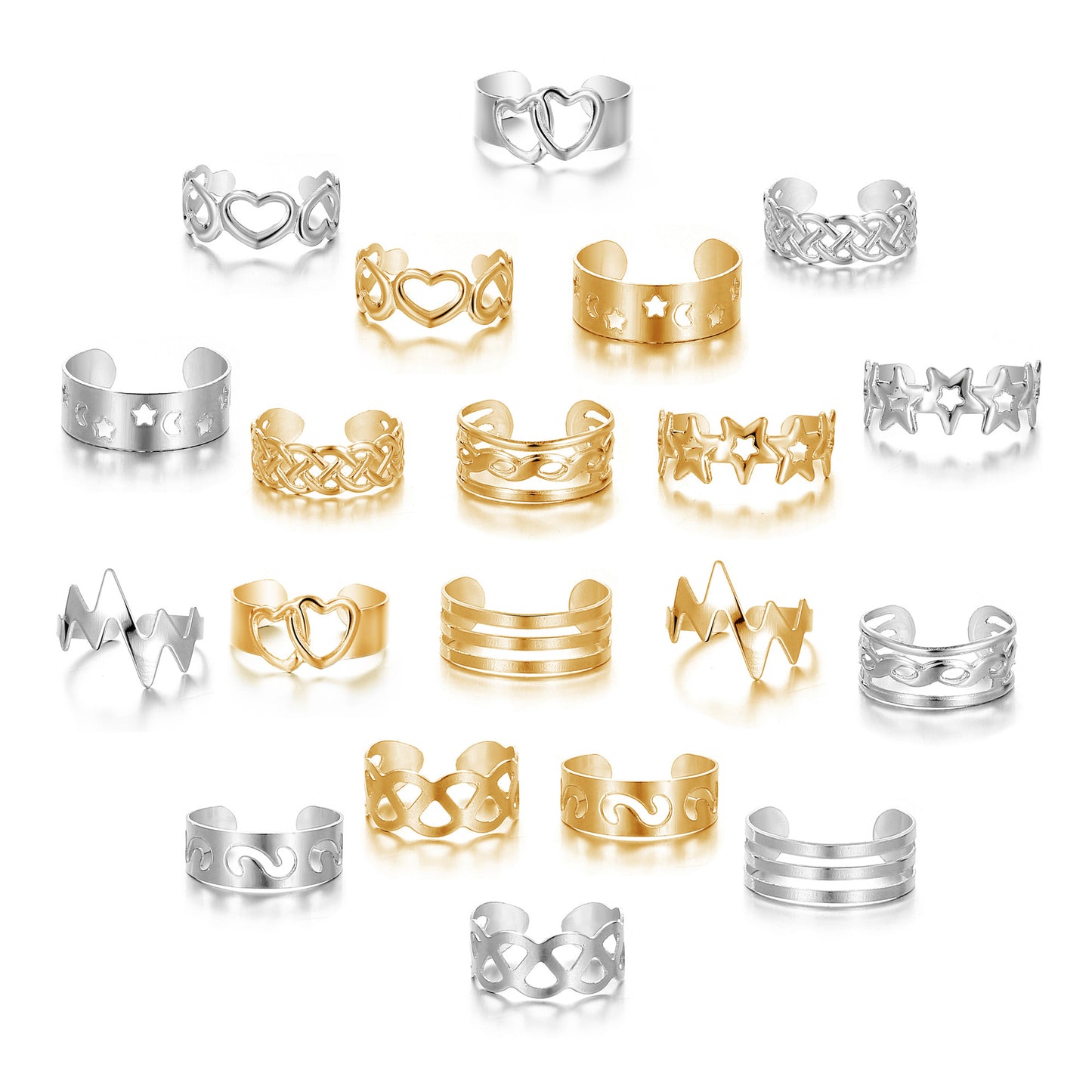 Set of Silver Statement Rings