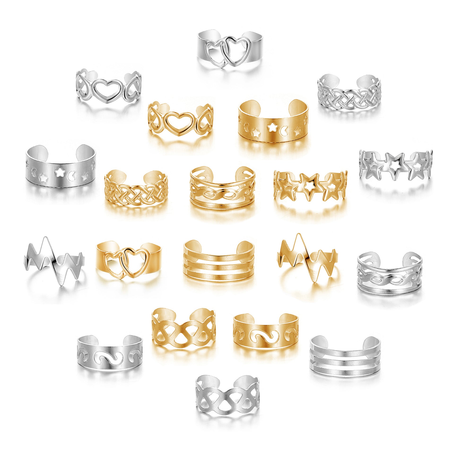 Set of Silver Statement Rings