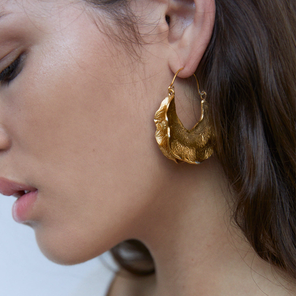 Gold Textured Hoop Earrings
