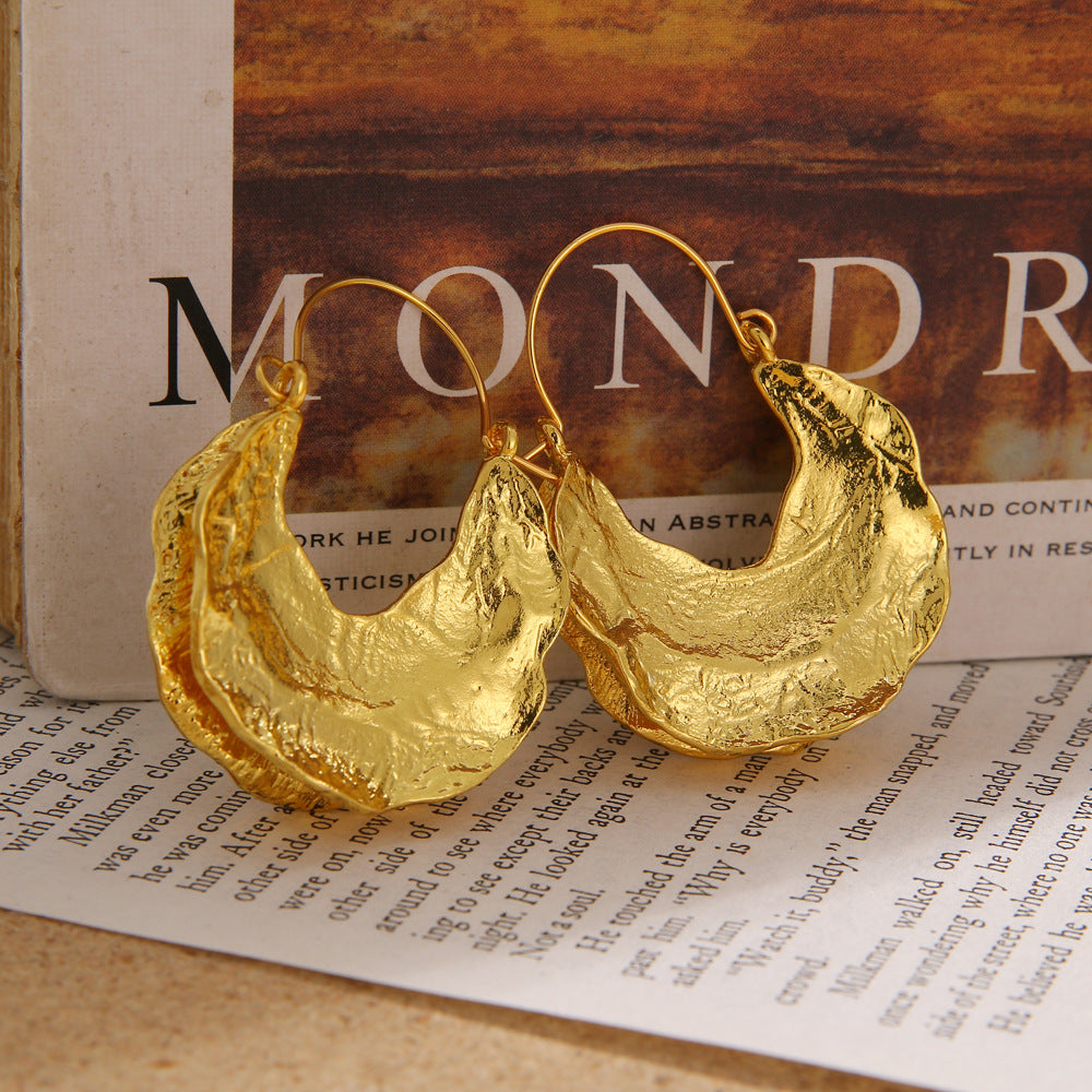 Gold Textured Hoop Earrings