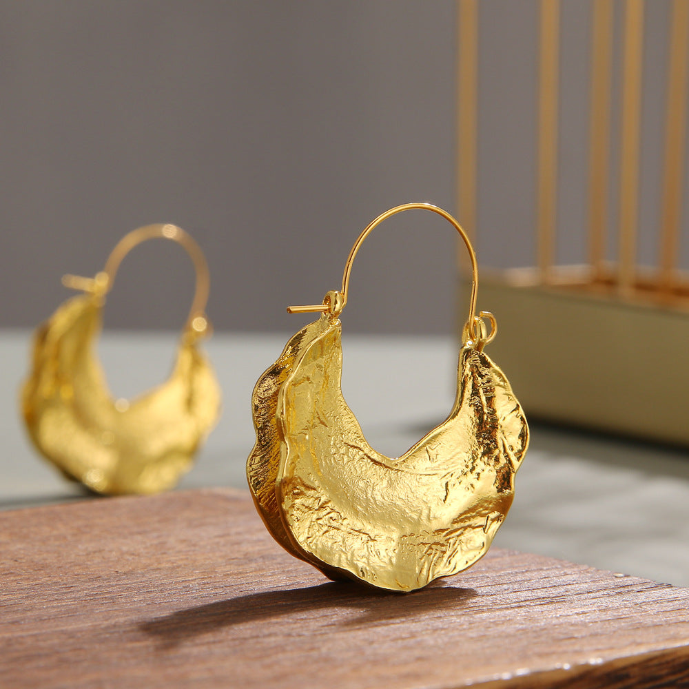 Gold Textured Hoop Earrings