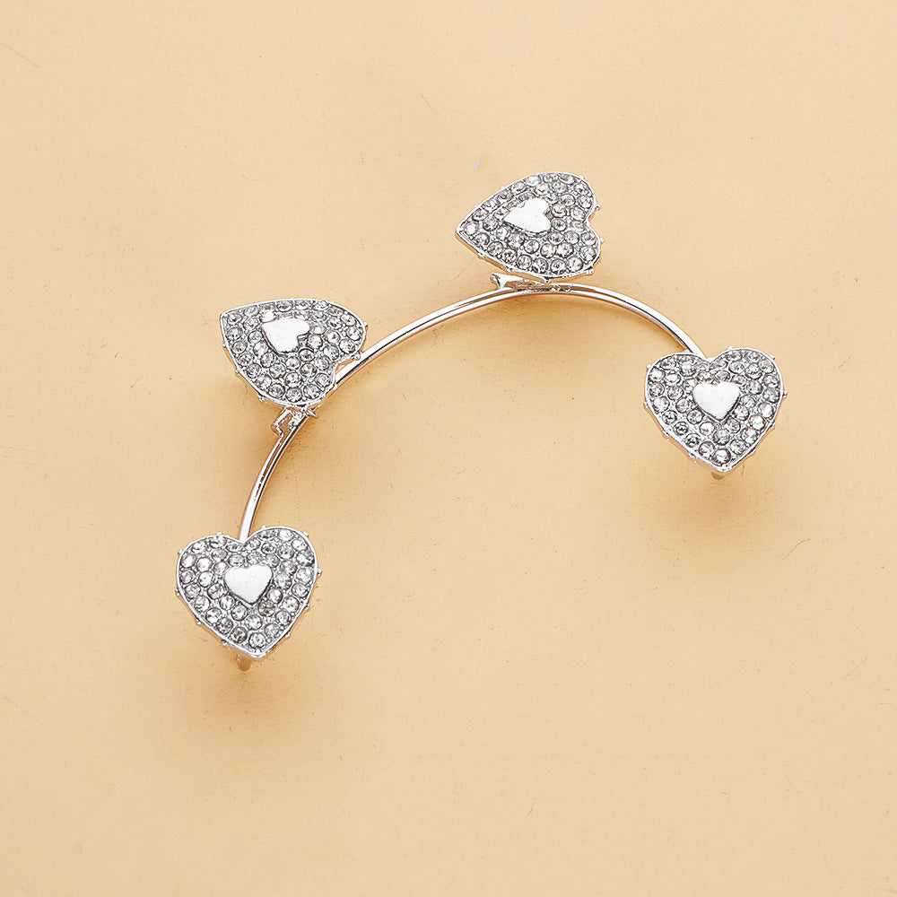 Heart-Shaped Rhinestone Ear Cuff