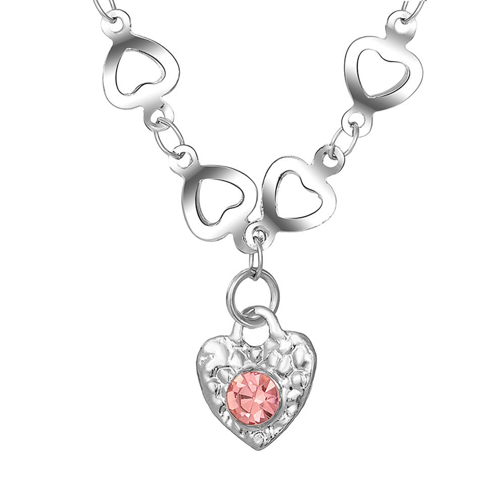 Heart Pendant Necklace with Gemstone