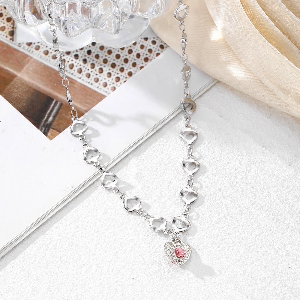 Heart Pendant Necklace with Gemstone