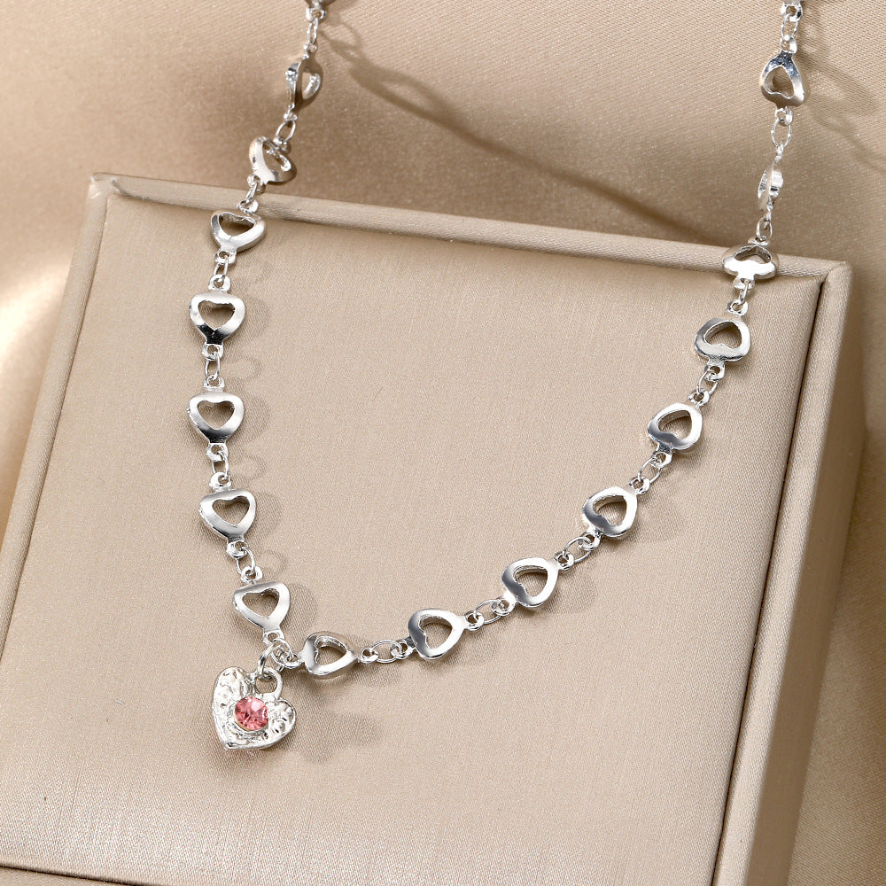 Heart Pendant Necklace with Gemstone