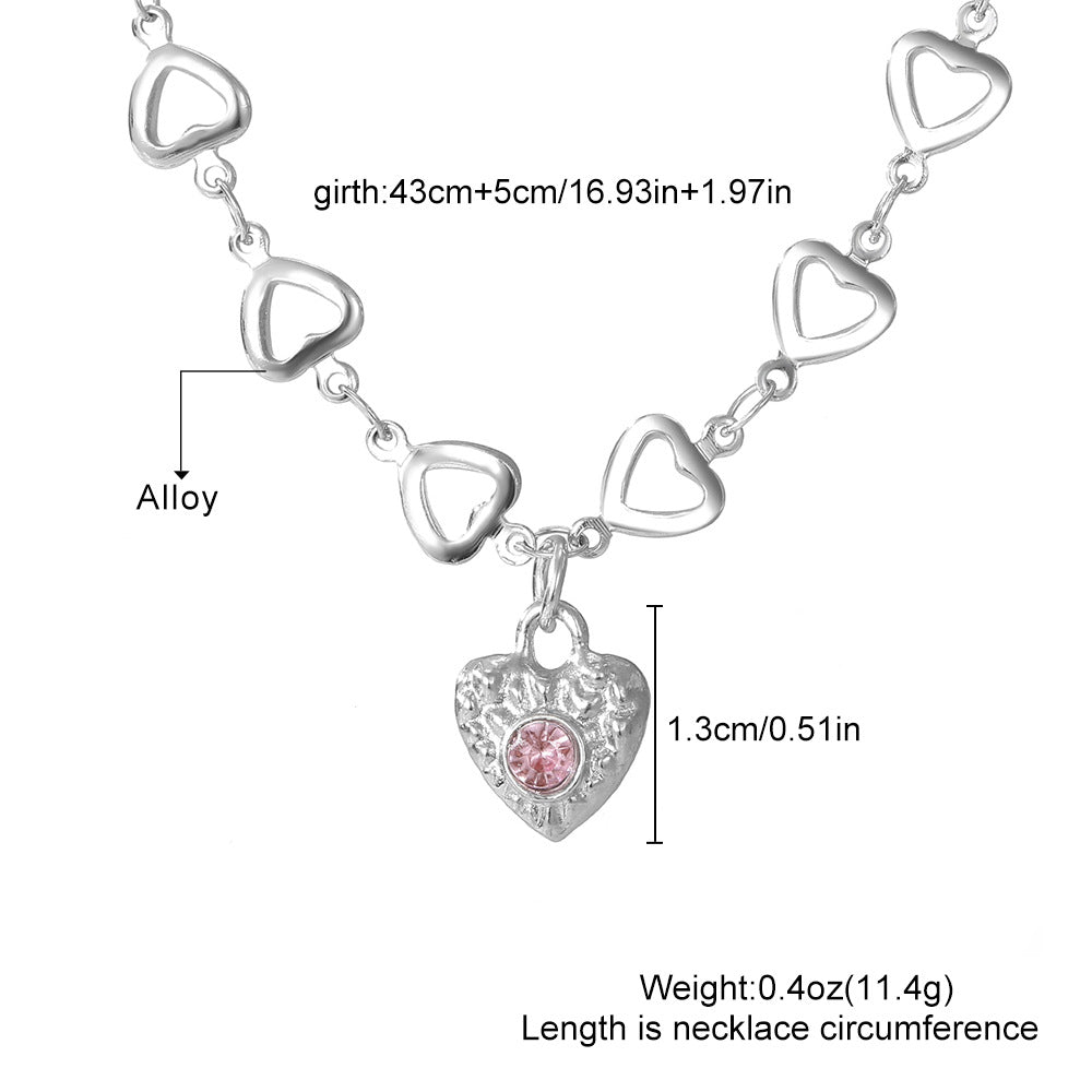 Heart Pendant Necklace with Gemstone