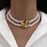 Pearl Necklace with Gold Accent Clasp