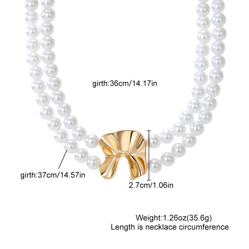 Pearl Necklace with Gold Accent Clasp