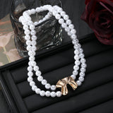 Pearl Necklace with Gold Accent Clasp