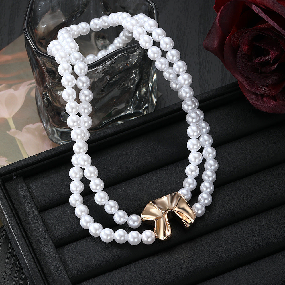 Pearl Necklace with Gold Accent Clasp