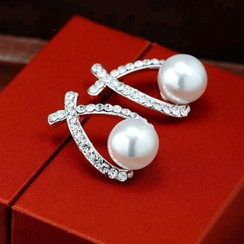 Pearl and Crystal Drop Earrings
