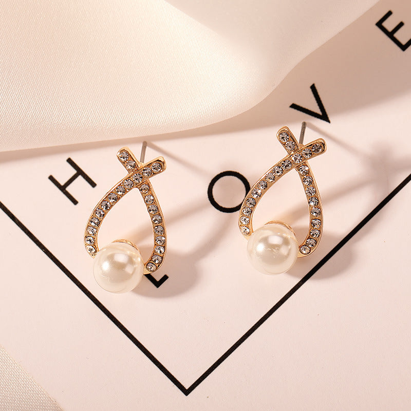 Pearl and Crystal Drop Earrings