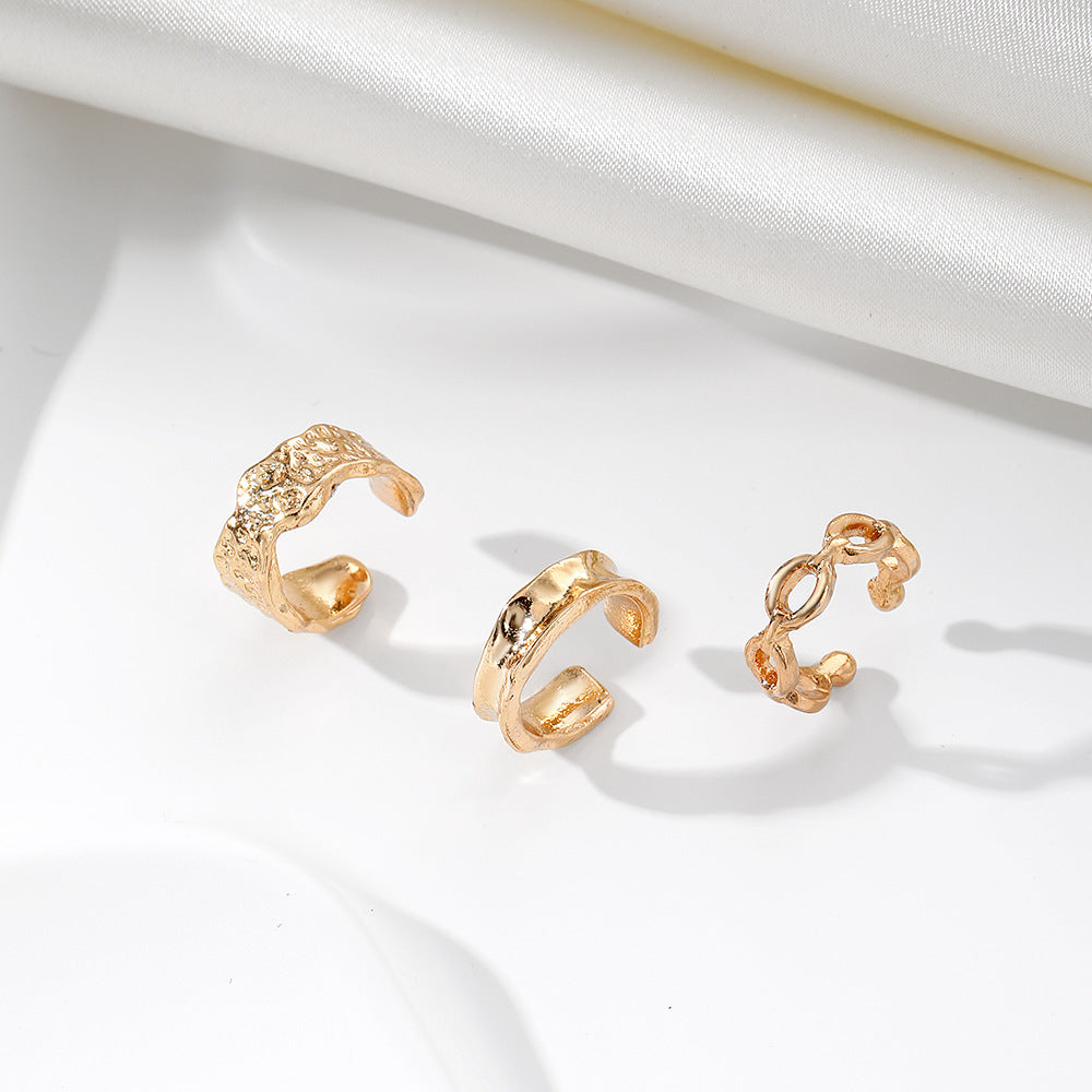 Textured Chunky Hoop & Chain Ear Cuff