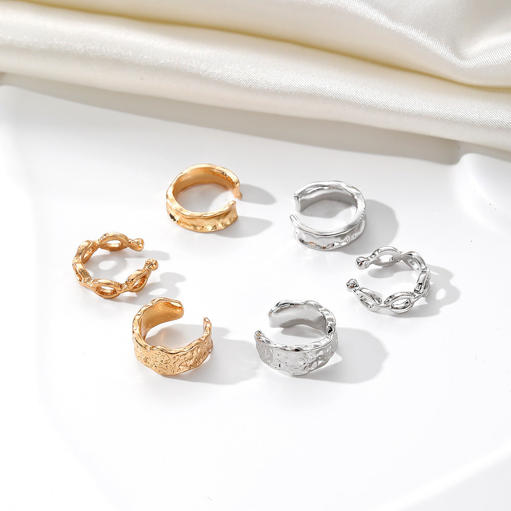 Textured Chunky Hoop & Chain Ear Cuff