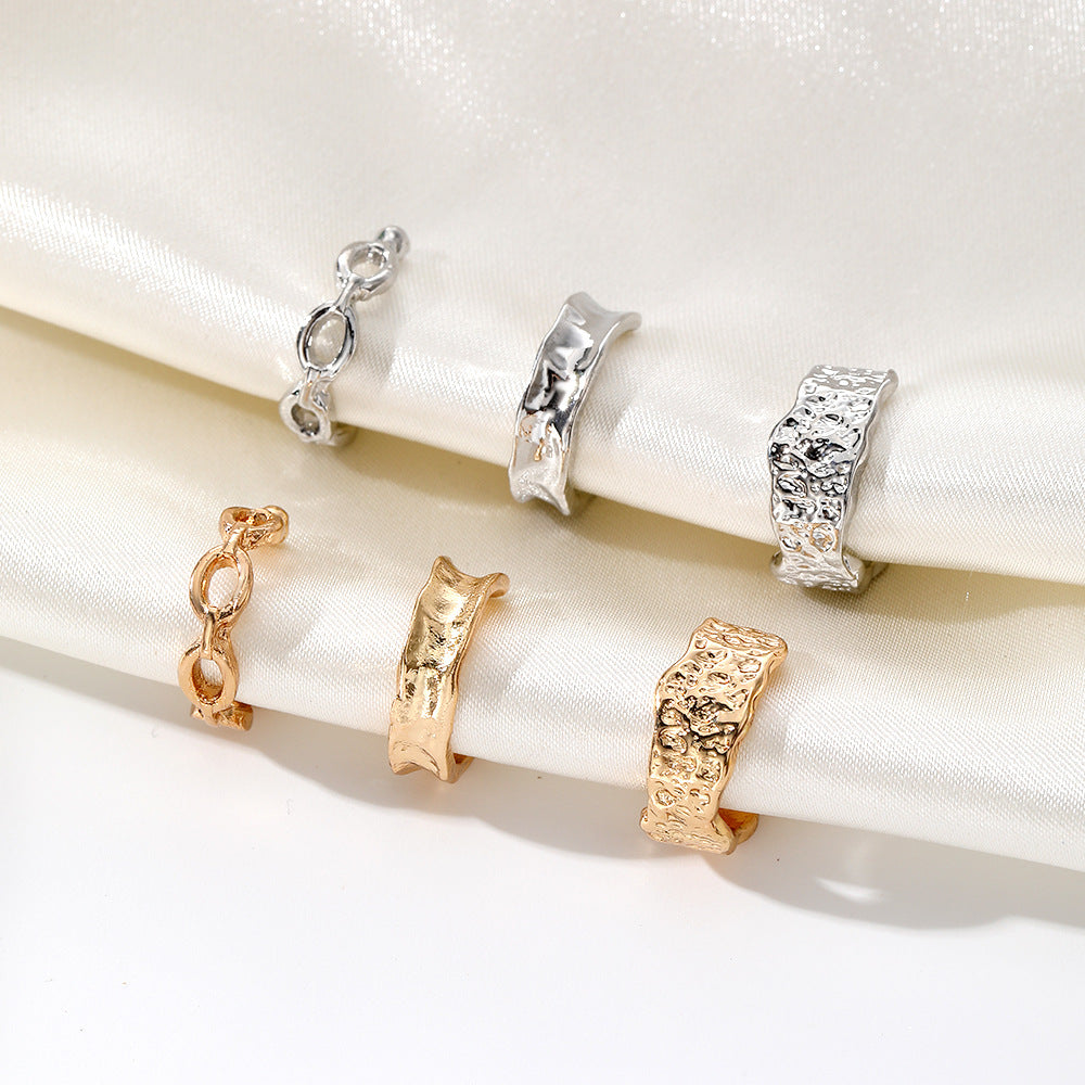 Textured Chunky Hoop & Chain Ear Cuff