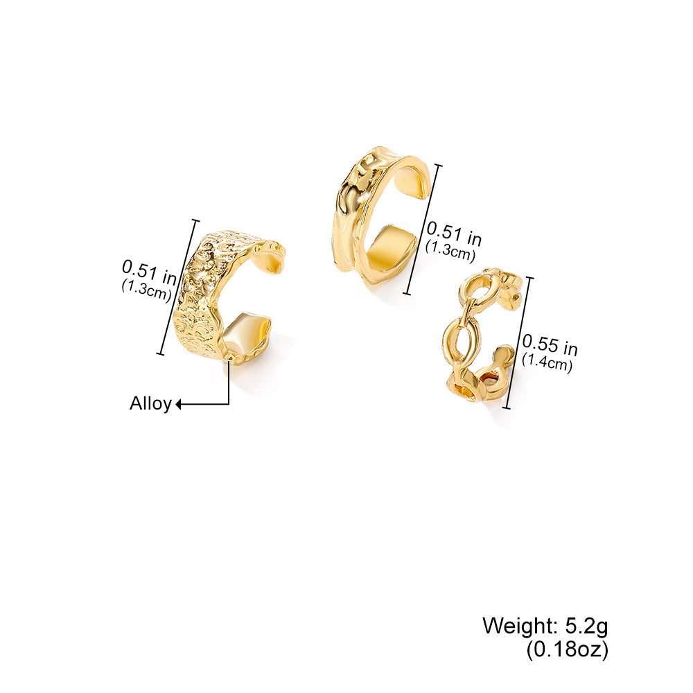 Textured Chunky Hoop & Chain Ear Cuff