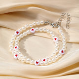 Cute Heart-Embellished Pearl Necklace