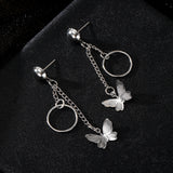 Silver Butterfly Pendant Dangle Earring