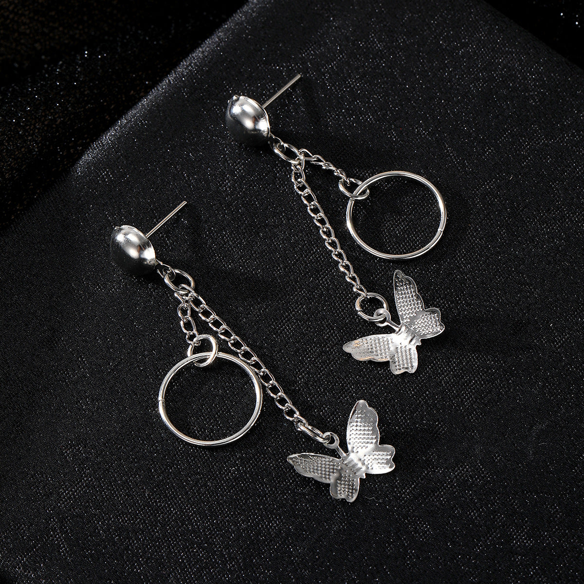 Silver Butterfly Pendant Dangle Earring