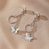 Silver Butterfly Pendant Dangle Earring