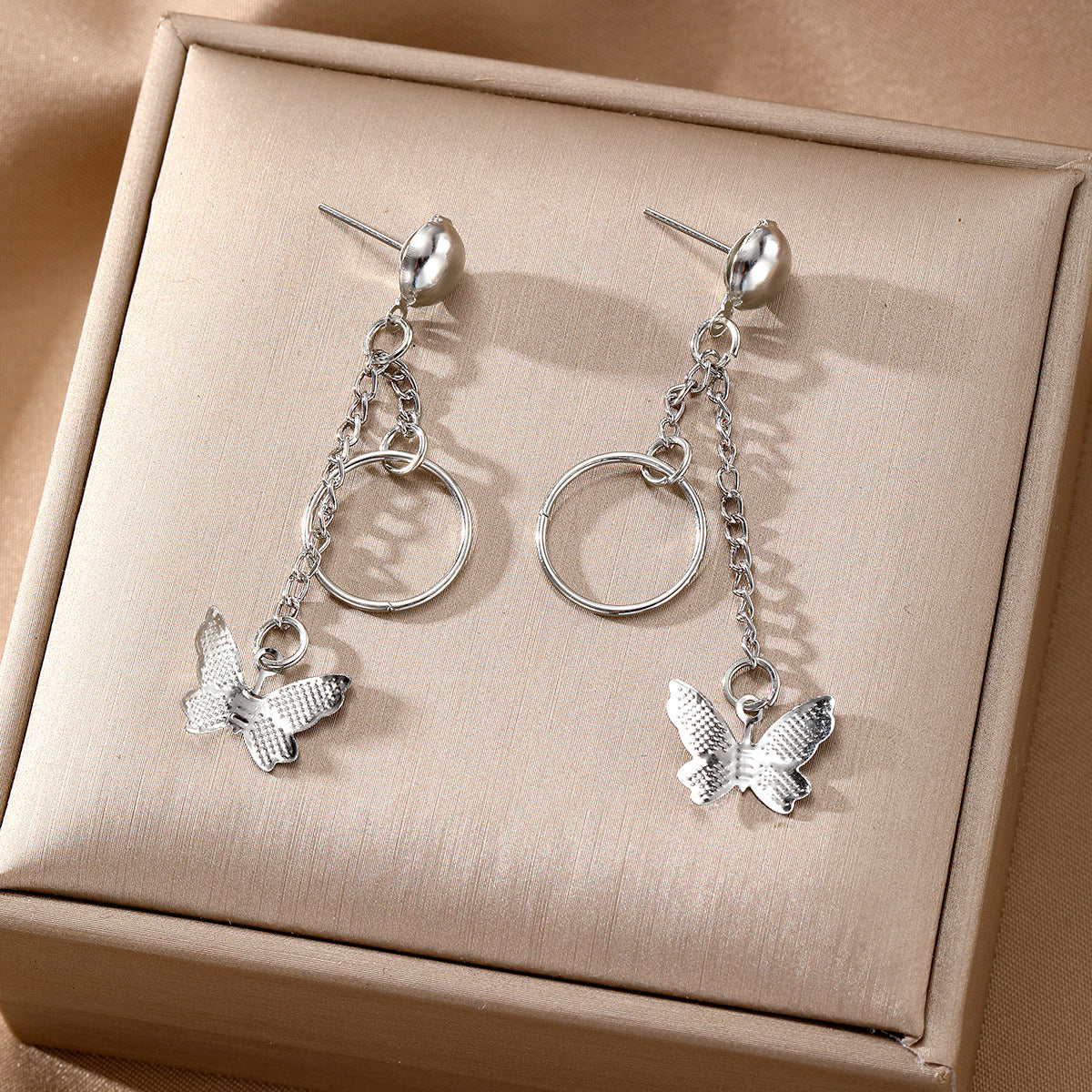 Silver Butterfly Pendant Dangle Earring