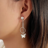 Silver Butterfly Pendant Dangle Earring