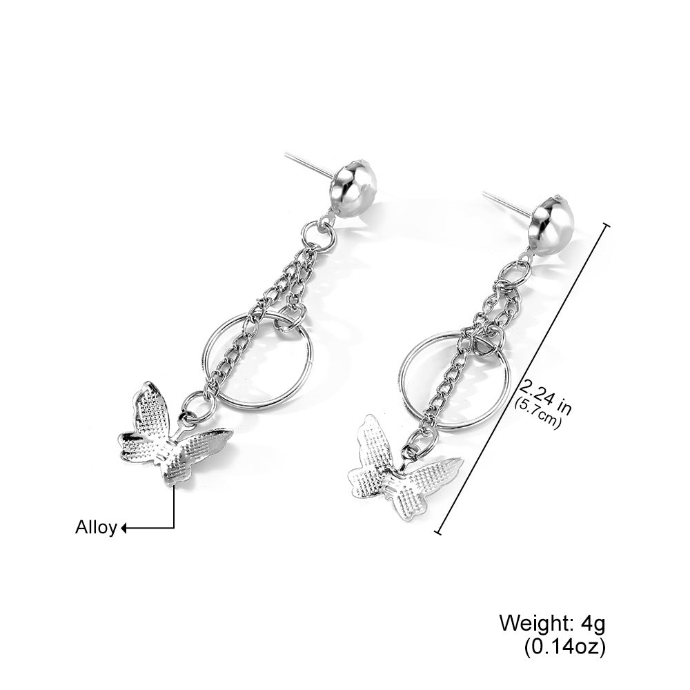 Silver Butterfly Pendant Dangle Earring
