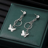 Silver Butterfly Pendant Dangle Earring