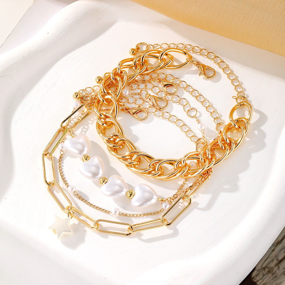 Gold & Pearl Charm Bracelets