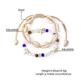 Boho Beach Shell and Bead Anklet Set