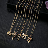 Layered Necklace Set with Bow & Floral Charms
