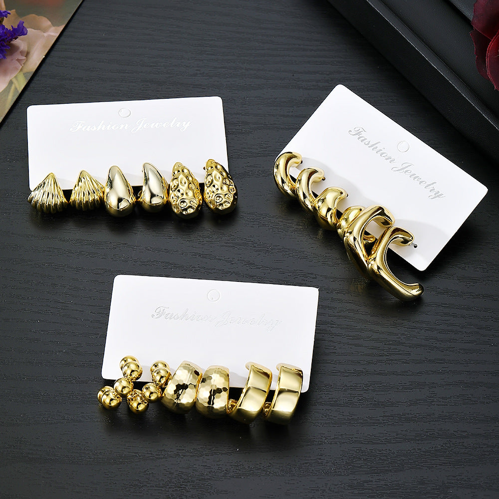 Assorted Gold-Tone Metallic Earrings