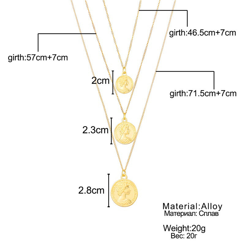 Layered Gold Coin Necklace Set