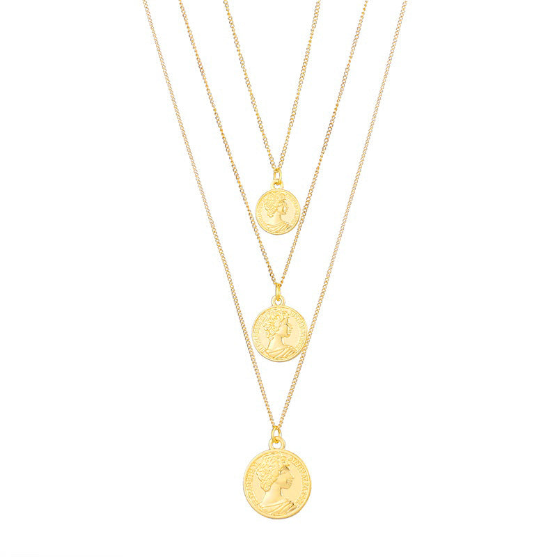 Layered Gold Coin Necklace Set