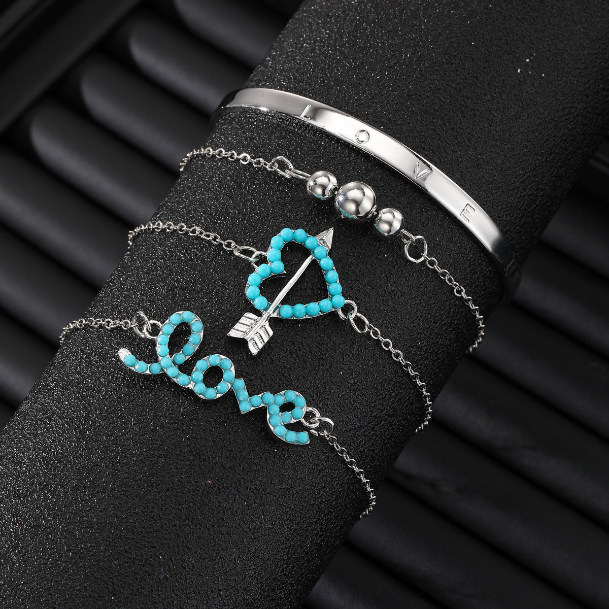 Bracelets with Heart Arrow Charm & Beaded Pendant