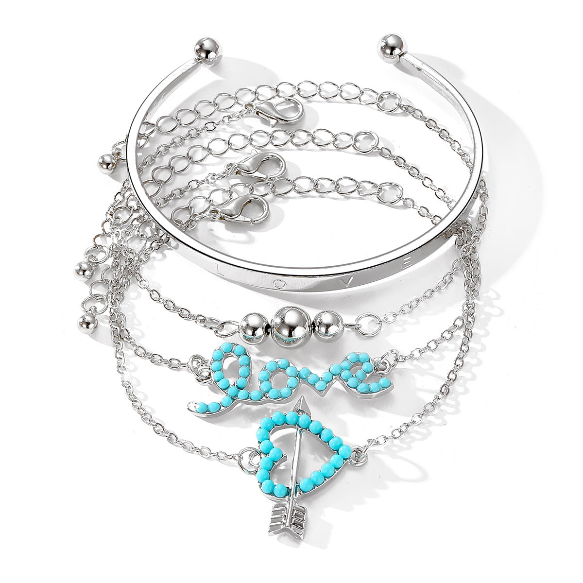 Bracelets with Heart Arrow Charm & Beaded Pendant