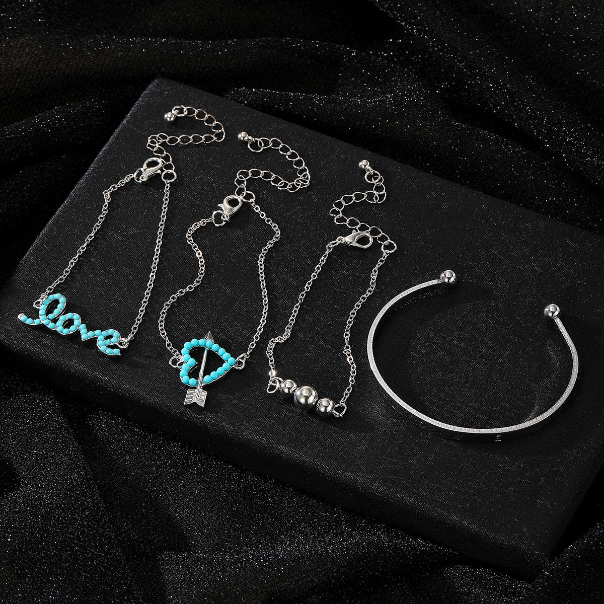 Bracelets with Heart Arrow Charm & Beaded Pendant