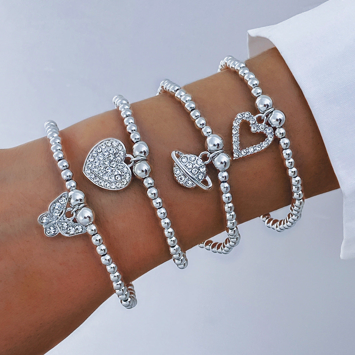 Silver Beaded Charm Bracelets