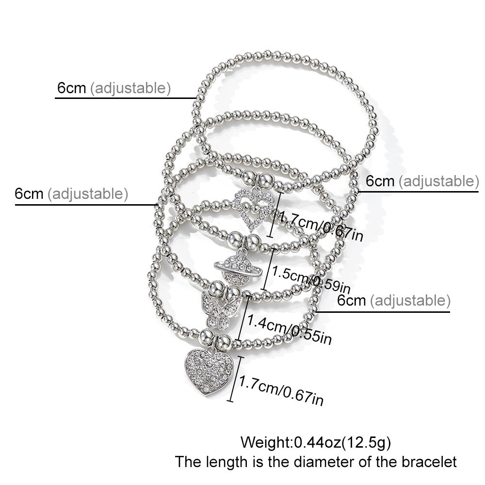 Silver Beaded Charm Bracelets