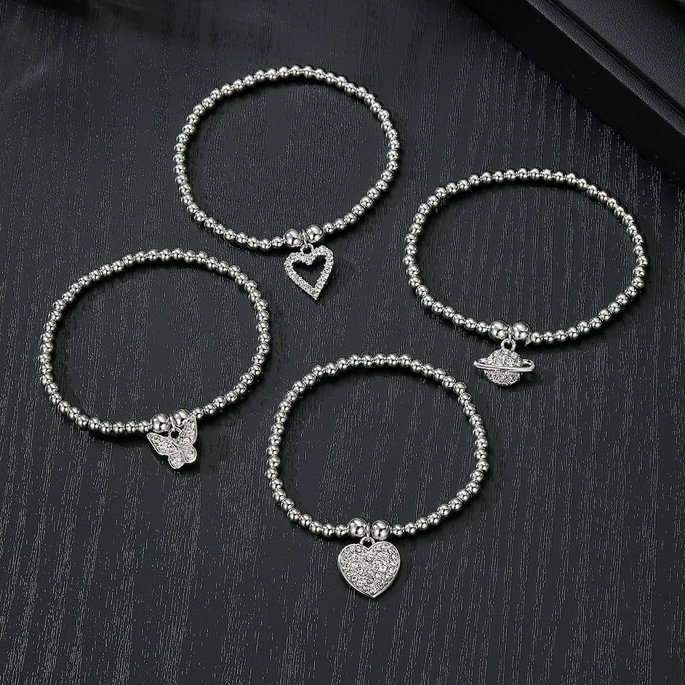 Silver Beaded Charm Bracelets